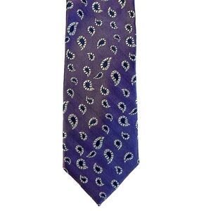 NWOT Private Stock luxe purple & navy blue textured silk tie w/ floating paisley